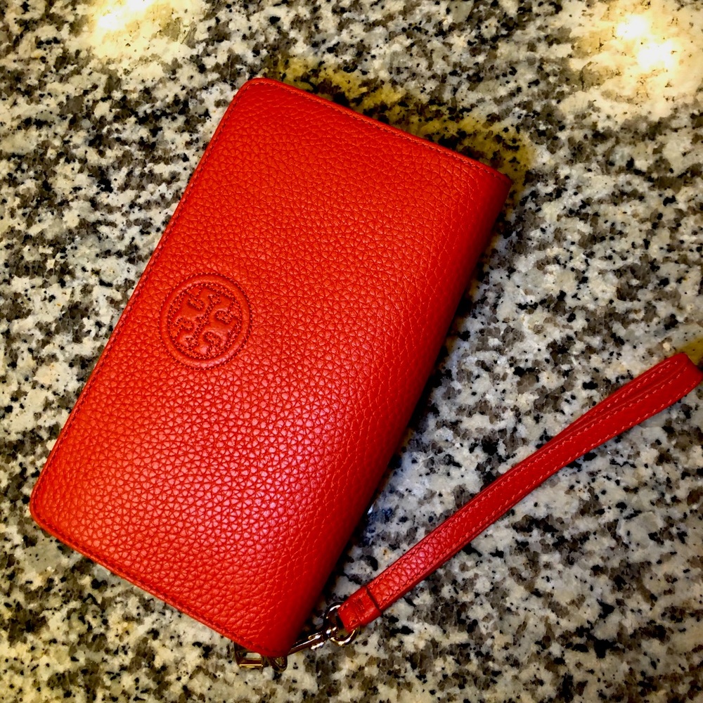 Vibrant Red Tory Burch Wristlet Wallet